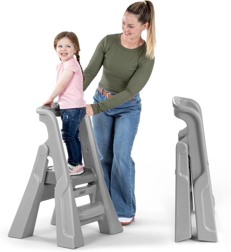SIMPLAY3 Toddler Tower, Montessori Folding Kids Step Stool for Kitchen, Bathroom, 34� x 21.5"" x 20�, Ages 18 Months to 4 Years, Gray - Image 1